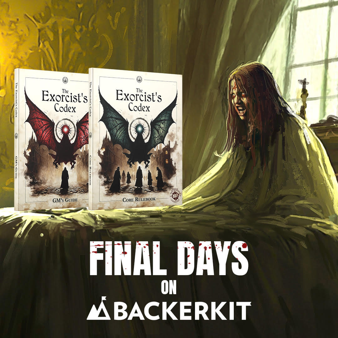 Final days!
Check out The Storytellers Forge’s impressions of The Exorcist's Codex: 
storytellersforge.com/blog/st-forge-…
#RPG #ttrpgs #backerkit #crowdfunding #tabletop