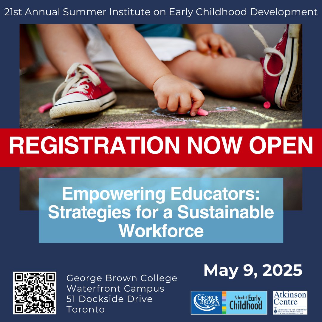 Registration is now open! Join us for the 21st Annual Summer Institute - Empowering Educators: Strategies for a Sustainable Workforce on May 9, 2025

Brochure and registration form available on our website: oise.utoronto.ca/home/node/6617

#SI2025 #ECE #Educators #Workforce