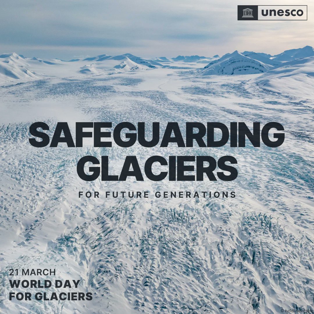 UN's tweet image. Glaciers are critical to life, storing 70% of the world’s fresh water, regulating the climate &amp;amp; supporting ecosystems.

But they’re melting rapidly due to the climate crisis.

Learn more on Friday&apos;s first-ever #WorldGlaciersDay: un-glaciers.org/en/world-day-g…