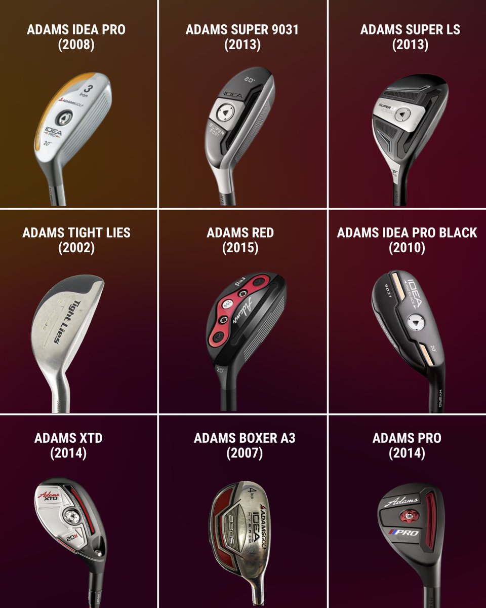clubchampmedia's tweet photo. Take a trip down memory lane with some of the best hybrid clubs from @AdamsGolf! From the classic Tight Lies to the innovative Super LS, these clubs have been helping golfers play their best for years. Which Adams hybrid is your favorite?
#ClubChampion #ClubFitter #BetterFitLowerScores #GolfGrid #HybridClubs #HybridGrid #AdamsGolf