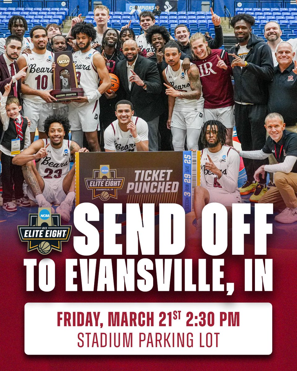 Lenoir-Rhyne Bears (@lrbears) on Twitter photo 𝗢𝗡𝗘 𝗠𝗢𝗥𝗘 𝗦𝗘𝗡𝗗 𝗢𝗙𝗙❗<a href="/LRU_Basketball/">Lenoir-Rhyne Men’s 🏀</a> hits the road tomorrow at 2:30 p.m. Join us starting at 2:15 in the stadium parking lot to cheer them on as they load up for Evansville.
🐻🏀
#GOBEARS | #BetweenTheBricks 𝗢𝗡𝗘 𝗠𝗢𝗥𝗘 𝗦𝗘𝗡𝗗 𝗢𝗙𝗙❗<a href="/LRU_Basketball/">Lenoir-Rhyne Men’s 🏀</a> hits the road tomorrow at 2:30 p.m. Join us starting at 2:15 in the stadium parking lot to cheer them on as they load up for Evansville.
🐻🏀
#GOBEARS | #BetweenTheBricks