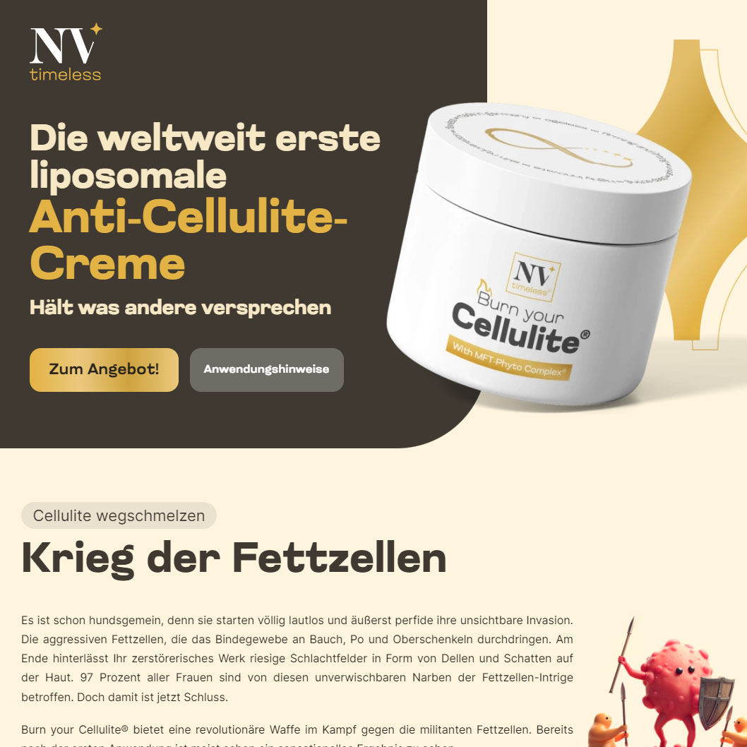Die weltweit erste liposomale
Anti-Cellulite-Creme
burnyourcellulite.com/?top=vital-fra…