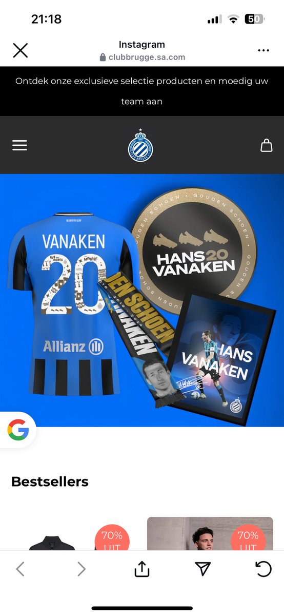 ⁉️ <a href="/ClubBrugge/">Club Brugge KV</a> 
Echt of fake, dit Instagram account? 🤔Tot -70% korting, benchjas 40€ en gratis sokken bij aankoop van 100€?? Heuhh? 
#scam