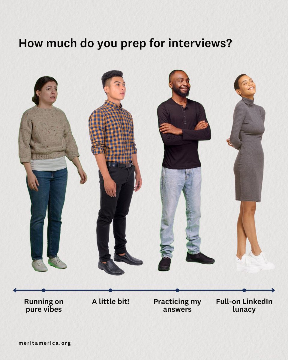 ❗ Fun Fact: 90% of hiring managers believe that job interview preparation is a key factor in a candidate's success.

📑 Are you here for the vibes or are you doing everything you can? 

 #interviewprep #meritamerica #careercoach