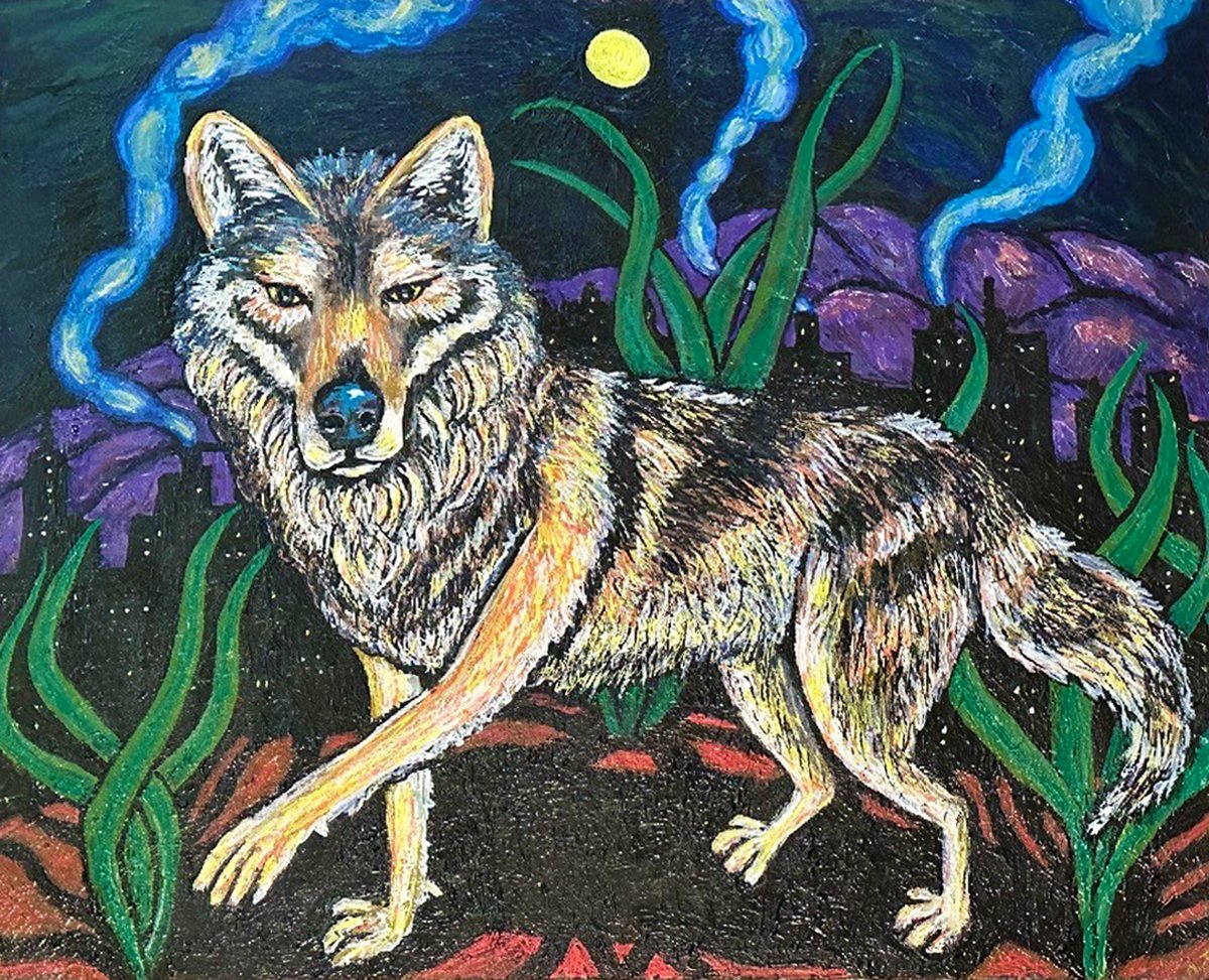 MAD_KAT_Gallery's tweet photo. "Far From Any Road" is both the painting and the breakthrough song by painter Rennie Sparks's band The Handsome Family used as the theme song for the 1st season of HBO's True Detective. Rennie is one of 16 artists in SOUND &amp; VISION 2025 on show until April 12 . WE SHIP WORLDWIDE! https://t.co/oXMRNHe21d