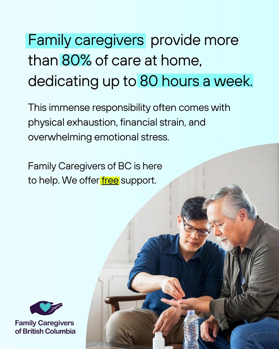 Did you know family caregivers provide 80% of care in our healthcare system? If you’re a family caregiver or know someone who is, Family Caregivers of BC is here help with free support. Learn more: familycaregiversbc.ca🌱