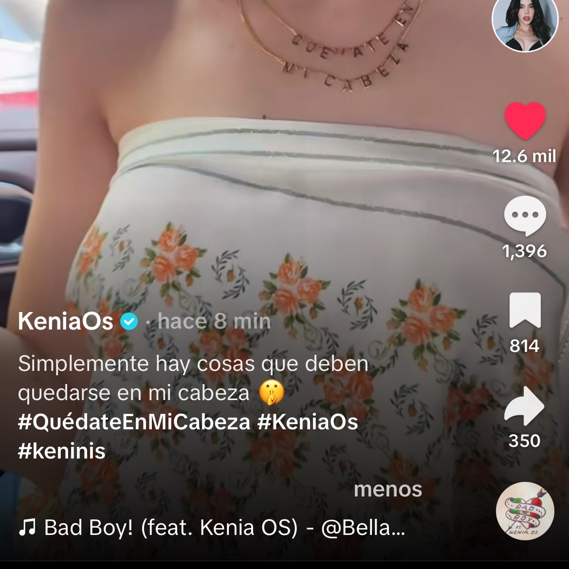 Kenia subió un tiktok con #QuédateEnMiCabeza qué creen que sea ?? 👀
