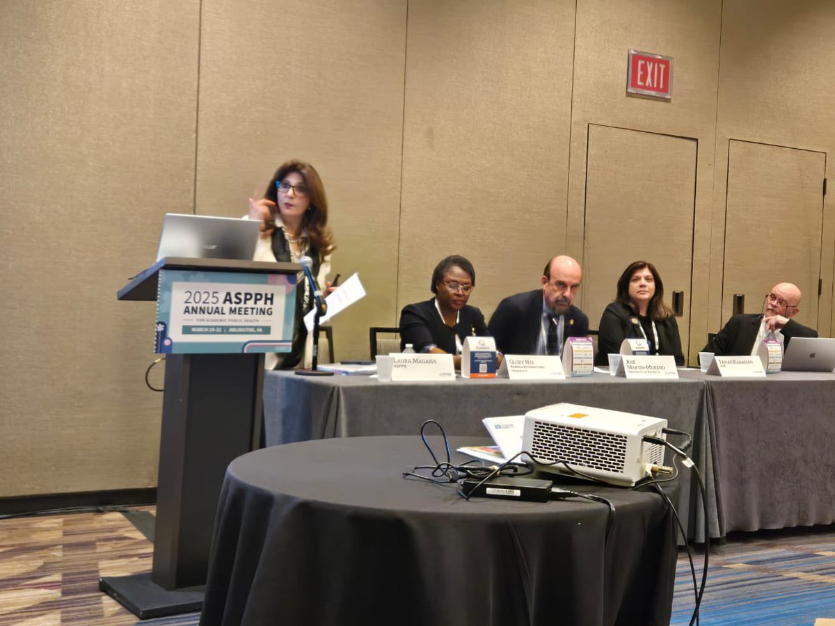 <a href="/abla_sibai/">Abla Sibai</a> <a href="/LauraMagVall/">Laura Magaña V.</a> <a href="/ASPPHtweets/">ASPPH</a> Assoc. Prof. at #FHS, Dr. Tamar Kabakian, &amp; colleagues presenting on "Public Health Preparedness in a Turbulent World" at #ASPPH2025. Timely insights for today’s challenges.