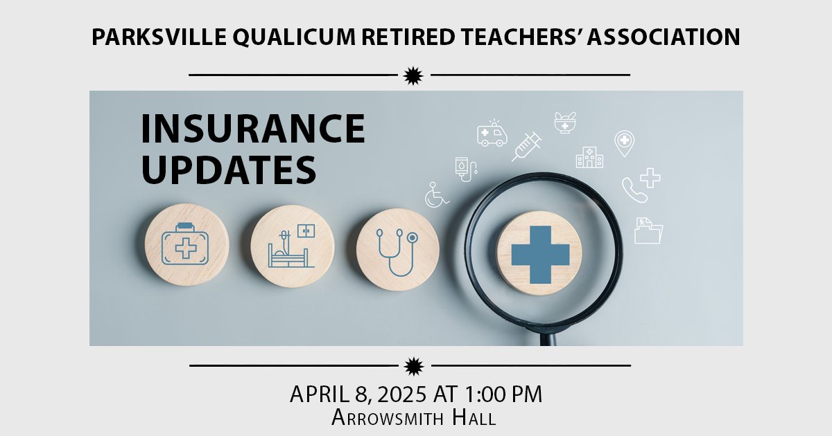 BCRTA’s Parksville Qualicum Beach Branch presents Insurance Updates event. Host - Lisa Hansen from Johnson (Belair) Insurance. Special guest - Caroline Malm, president of BCRTA. For more information visit: bcrta.ca/events/pqrta-i… 
#BCRTA #retiredteachers #QualicumBeach