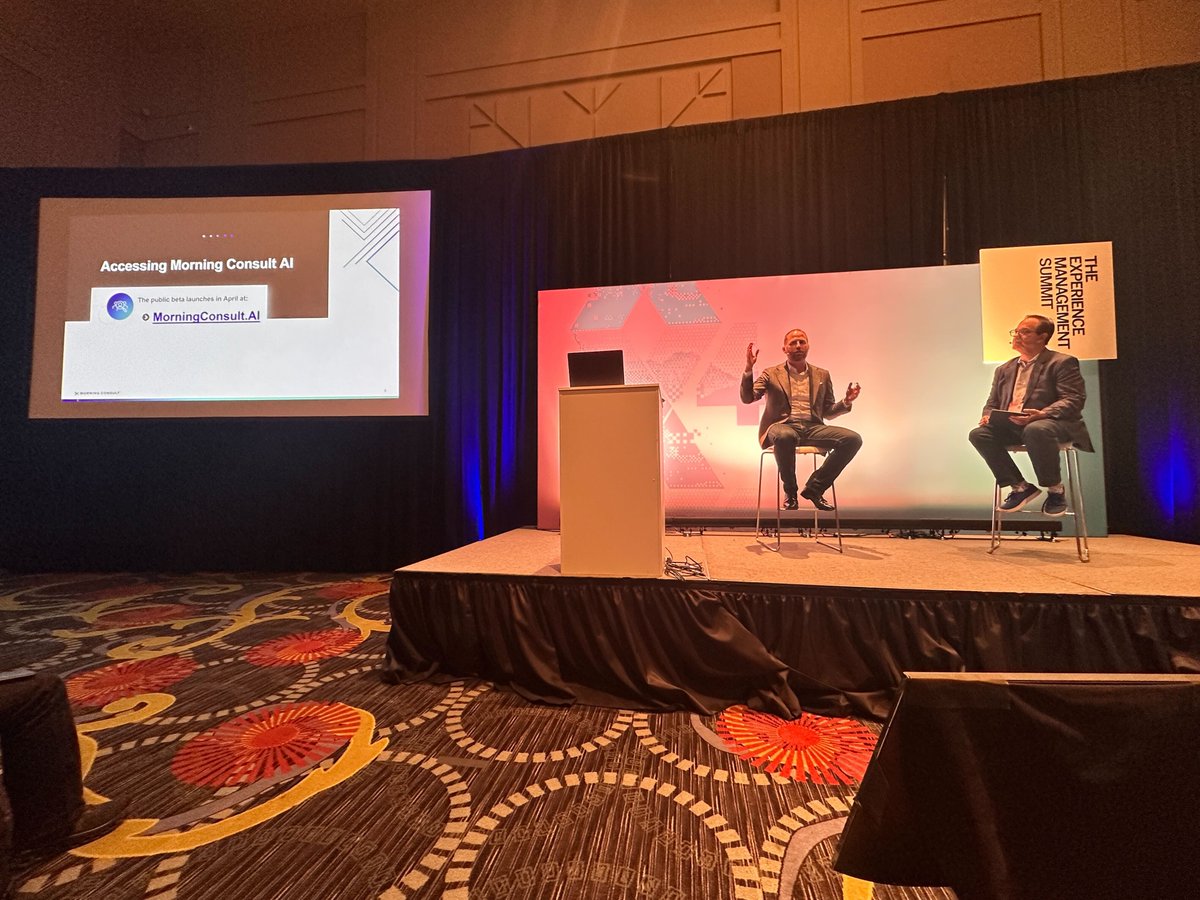 Michael Ramlet (@michaelramlet) on Twitter photo Yesterday, I joined <a href="/Qualtrics/">Qualtrics</a> X4 for a fireside chat with <a href="/jdschramm/">JD Schramm</a> to discuss the power of proprietary data as a strategic asset and the transformative impact of AI on market research—shown in real time through <a href="/MorningConsult/">Morning Consult</a>'s latest AI-driven tools.
Want to see Morning Yesterday, I joined <a href="/Qualtrics/">Qualtrics</a> X4 for a fireside chat with <a href="/jdschramm/">JD Schramm</a> to discuss the power of proprietary data as a strategic asset and the transformative impact of AI on market research—shown in real time through <a href="/MorningConsult/">Morning Consult</a>'s latest AI-driven tools.
Want to see Morning