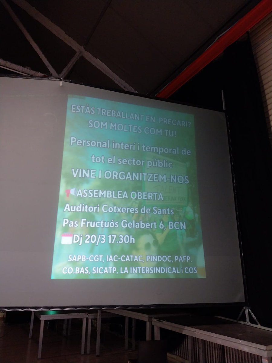 sapbcgt's tweet image. Algunes imatges d l&apos;Assemblea oberta d&apos;avui a les Cotxeres. La lluita interina x la #Fixesa s&apos;organitza!