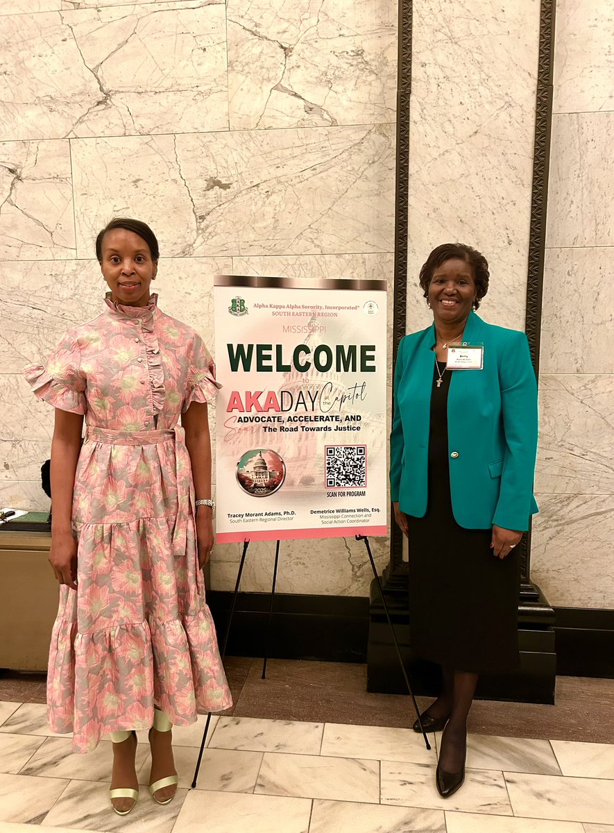 repcockerham's tweet image. AKA Day at the Mississippi Capitol is more than a gathering — it’s a movement. Proud to stand with my Alpha Kappa Alpha sorors to advocate for the issues that matter most. Thank you Governor @tatereeves for being engaging and gracious during our discussions. 💕💚