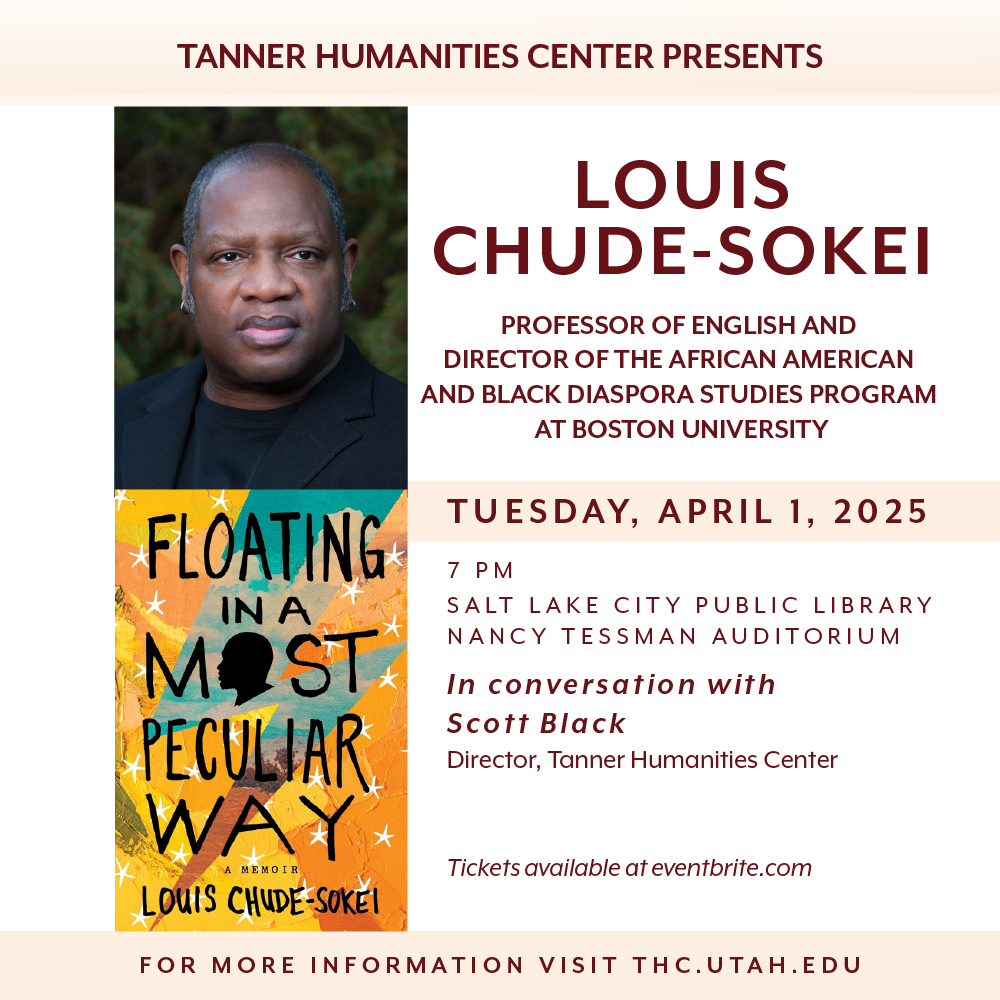 Join us for a much-anticipated conversation with Professor Louis Chude-Sokei @bushmagus at the @slcpl on Tuesday, April 1st at 7pm! 

Read the NYT book review here: nytimes.com/2021/02/02/boo…

@uofuhumanities

#louischudesokei #utahhumanities #slcpl #bostonuniversity #memoir