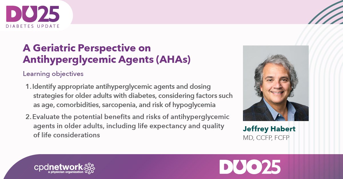 🩺Managing #Diabetes in older adults requires a tailored approach! Join Dr. Jeffrey Habert at #DiabetesUpdate on April 26 in Toronto &amp; virtual as he shares insights on selecting and dosing #AHAs for seniors. To learn more, register now! 
🔗duocongress.ca