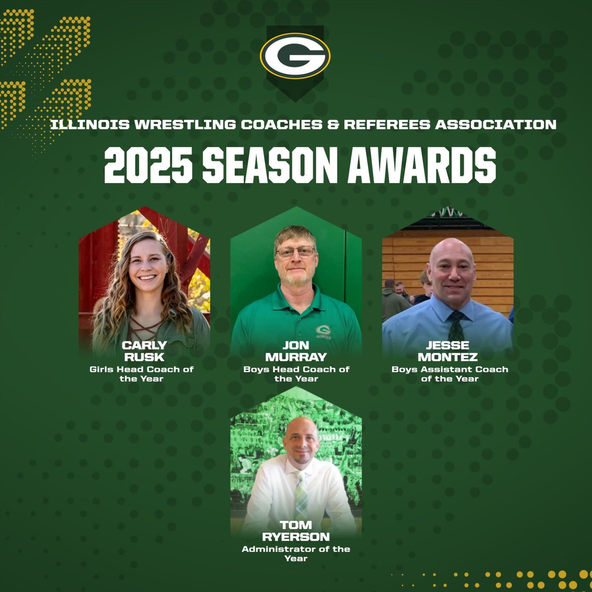 2025 Illinois Wrestling Coaches &amp; Referees Association End of Season Awards. 
Complete Sweep 
G-Town Pride!!!!!   <a href="/Ryerson_Tom/">Tom Ryerson</a> <a href="/GeneseoWR/">Geneseo Wrestling</a> <a href="/athleticsGHS/">Geneseo Athletics</a> <a href="/geneseodist228/">Geneseo Schools</a> <a href="/GeneseoCurrent/">GeneseoCurrent</a> <a href="/GHSGirlsWrestle/">Geneseo Girls Wrestling</a> <a href="/geneseofootball/">Geneseo Football</a>