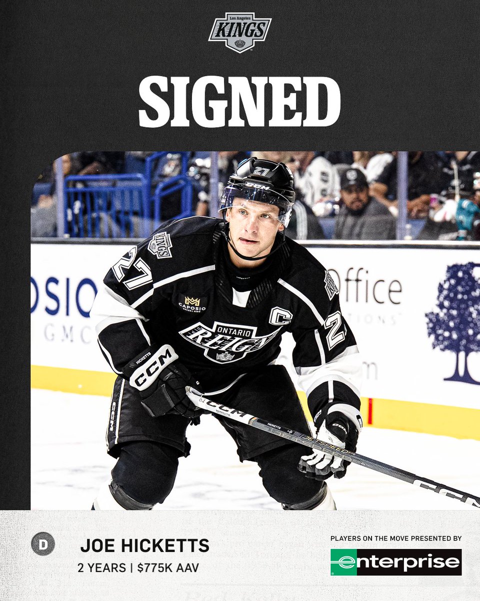 x - LA Kings (@lakings) on Twitter photo We've signed defenseman Joe Hicketts to a two-year, two-way contract extension worth an AAV of $775,000!
Read More 📲 bit.ly/4hpwApJ
<a href="/Enterprise/">Enterprise</a> | <a href="/ontarioreign/">Ontario Reign</a> We've signed defenseman Joe Hicketts to a two-year, two-way contract extension worth an AAV of $775,000!
Read More 📲 bit.ly/4hpwApJ
<a href="/Enterprise/">Enterprise</a> | <a href="/ontarioreign/">Ontario Reign</a>
