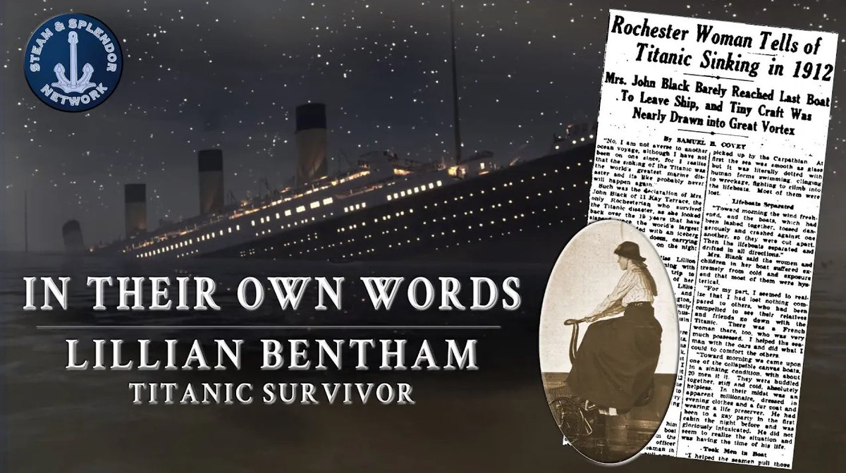 Join us &amp; discover Titanic survivor Lillian Bentham's account of courage, loss, &amp; the unbreakable will to survive. 

youtu.be/MwO1urc8beI

#rmstitanic #titanic #history #whitestarline #oceanliner