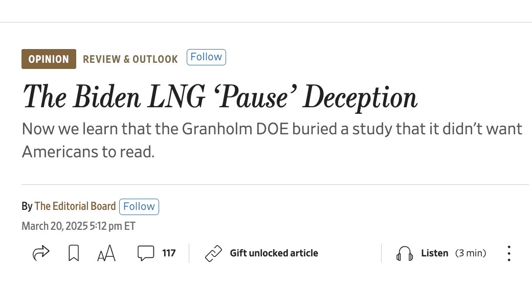 Biden Energy Secretary Jen Granholm (most famous for holding stock in an electric bus company while serving as energy secretary and using taxpayer dollars to prop up electric buses)

- Buried a study that showed that exporting more natural gas *lowered emissions* (because other