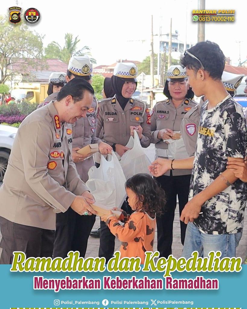 Ramadan dan Kepedulian, Menebar Keberkahan di Bulan Suci  

Palembang – Dalam semangat kepedulian di bulan suci Ramadan, Kapolrestabes Palembang, Kombes Pol Dr. Harryo Sugihhartono, S.I.K., M.H., bersama jajarannya membagikan takjil kepada masyarakat