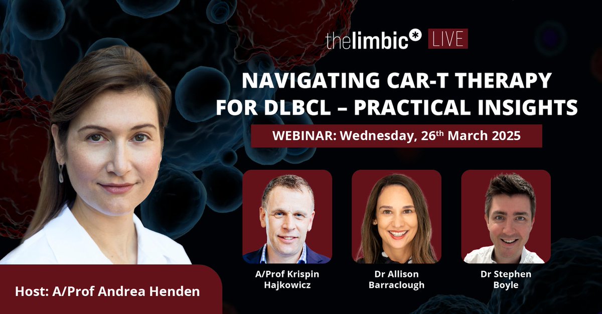 the limbic (@thelimbichaem) on Twitter photo REGISTER: thelimbic.com/haematology/na…
Experts explores the practicalities & challenges of using CAR-T therapy for DLBCL, focusing on patient eligibility, early access, referral pathways, bridging therapy & management of complications.
<a href="/Agnw6/">Dr Andrea Henden</a> <a href="/AllisonBarra1/">Allison Barraclough</a> REGISTER: thelimbic.com/haematology/na…
Experts explores the practicalities & challenges of using CAR-T therapy for DLBCL, focusing on patient eligibility, early access, referral pathways, bridging therapy & management of complications.
<a href="/Agnw6/">Dr Andrea Henden</a> <a href="/AllisonBarra1/">Allison Barraclough</a>