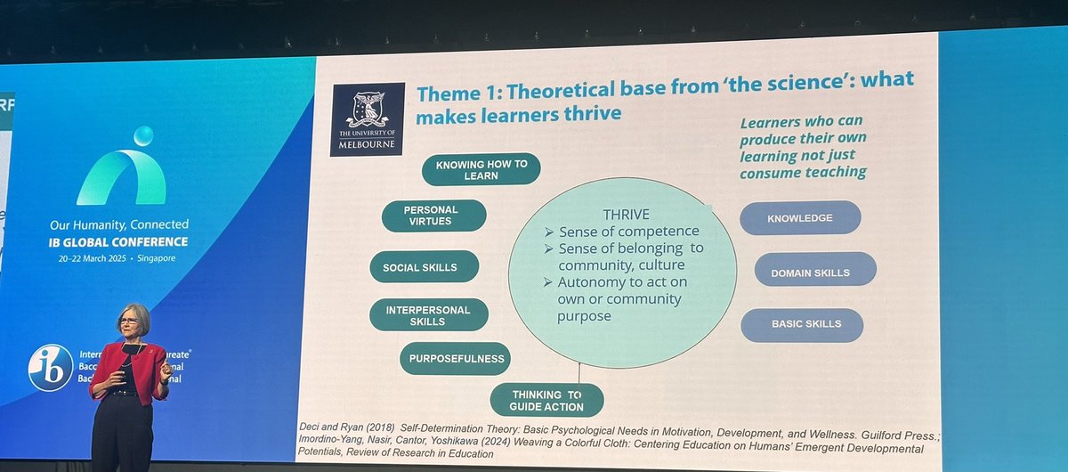 <a href="/SandraMilligan3/">Sandra Milligan</a> says students will thrive if they have a sense of competence and belonging to a community and culture. They will know how to learn if they can produce their own learning &amp; not just consume it. #IBGC2025