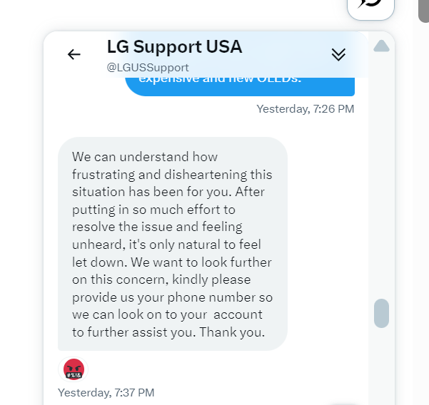 CAndresenReed's tweet photo. @LGUSSupport The kind of support you provide when I do so: https://t.co/okW9tAZ4AI