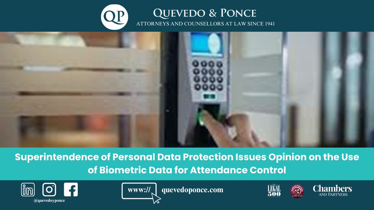 QuevedoPonce's tweet photo. ¡Atención! La Superintendencia de Protección de Datos dice que usar datos biométricos para asistencia laboral es desproporcionado. Se destaca el consentimiento informado. Conoce qué significa esto para tus datos, accediendo a nuestra nueva publicación: 

https://t.co/1vsPzEC5TW https://t.co/xM02g1O8P2
