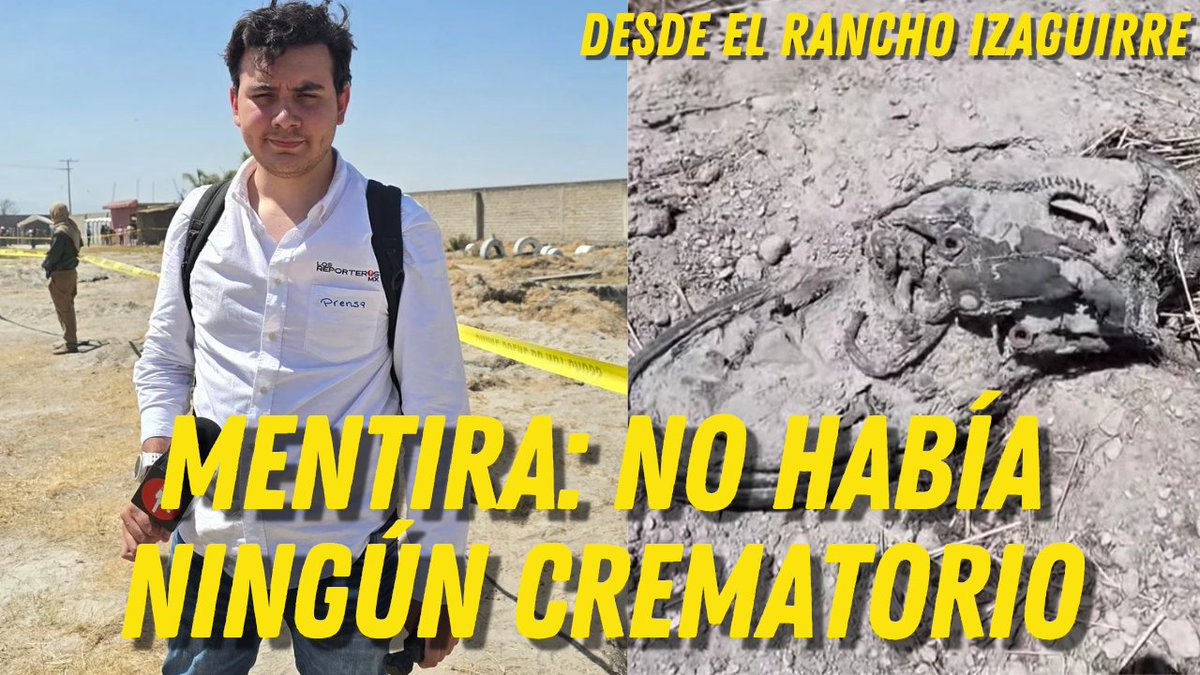 🚨ATENCIÓN: NO HAY CREMATORIOS EN EL RANCHO IZAGUIRRE, ES FALSO.

Estuve en Teuchitlan e ingresé al Rancho Izaguirre, grabé todo el lugar y no hay evidencias de crematorios no hornos, las imágenes no mienten, chequen:👇🏼

youtu.be/2s5qztxN74g?si…