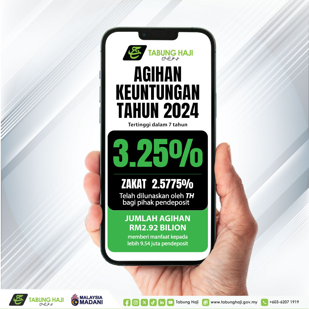 AGIHAN KEUNTUNGAN TH 2024

TH mengumumkan Agihan Keuntungan TH 2024 pada kadar 3.25%.

Zakat (2.5775%) turut dilunaskan oleh TH bagi pihak pendeposit.

Alhamdulillah.

#tabunghaji #malaysiamadani #alfalah #madaniisworking