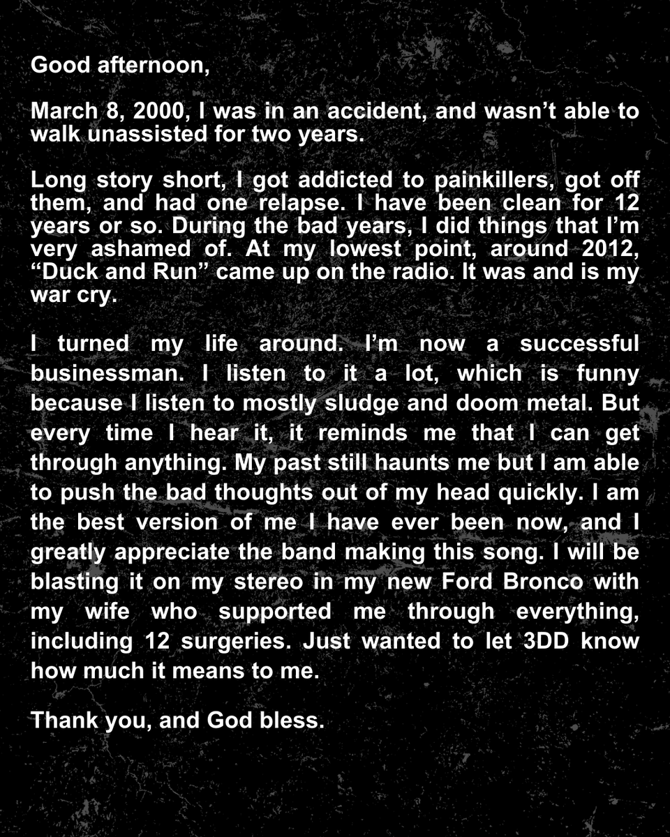 We are loving hearing these stories from you guys. Thank you for all the love and support over the years. If you’d like to share your story, send an email to 3DD@redlightmanagement.com