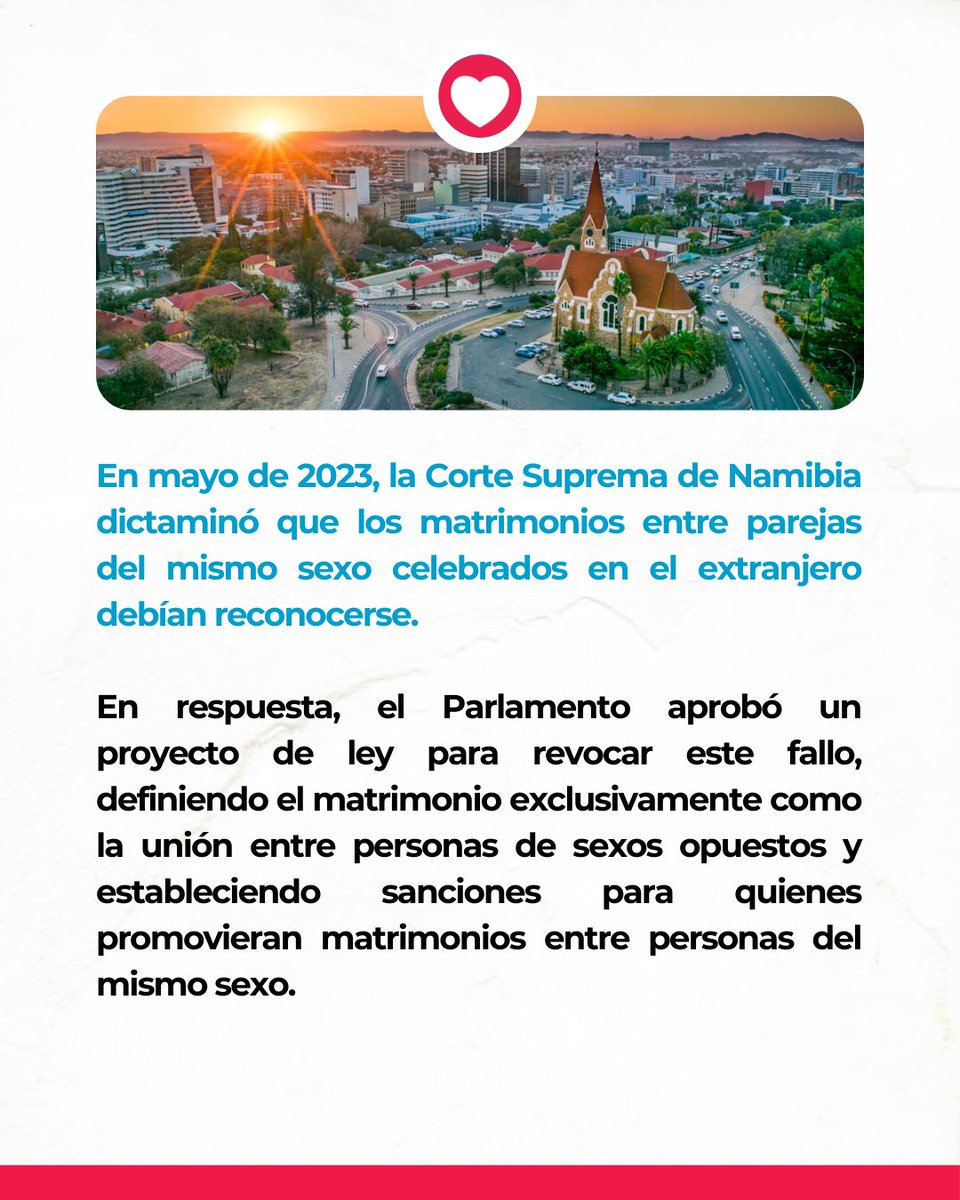 Nangolo Mbumba, presidente de #Namibia 🇳🇦 rechazó un proyecto de ley que criminalizaba la promoción o propagación de matrimonios entre parejas del mismo sexo, citando preocupaciones constitucionales y posibles violaciones de derechos humanos.