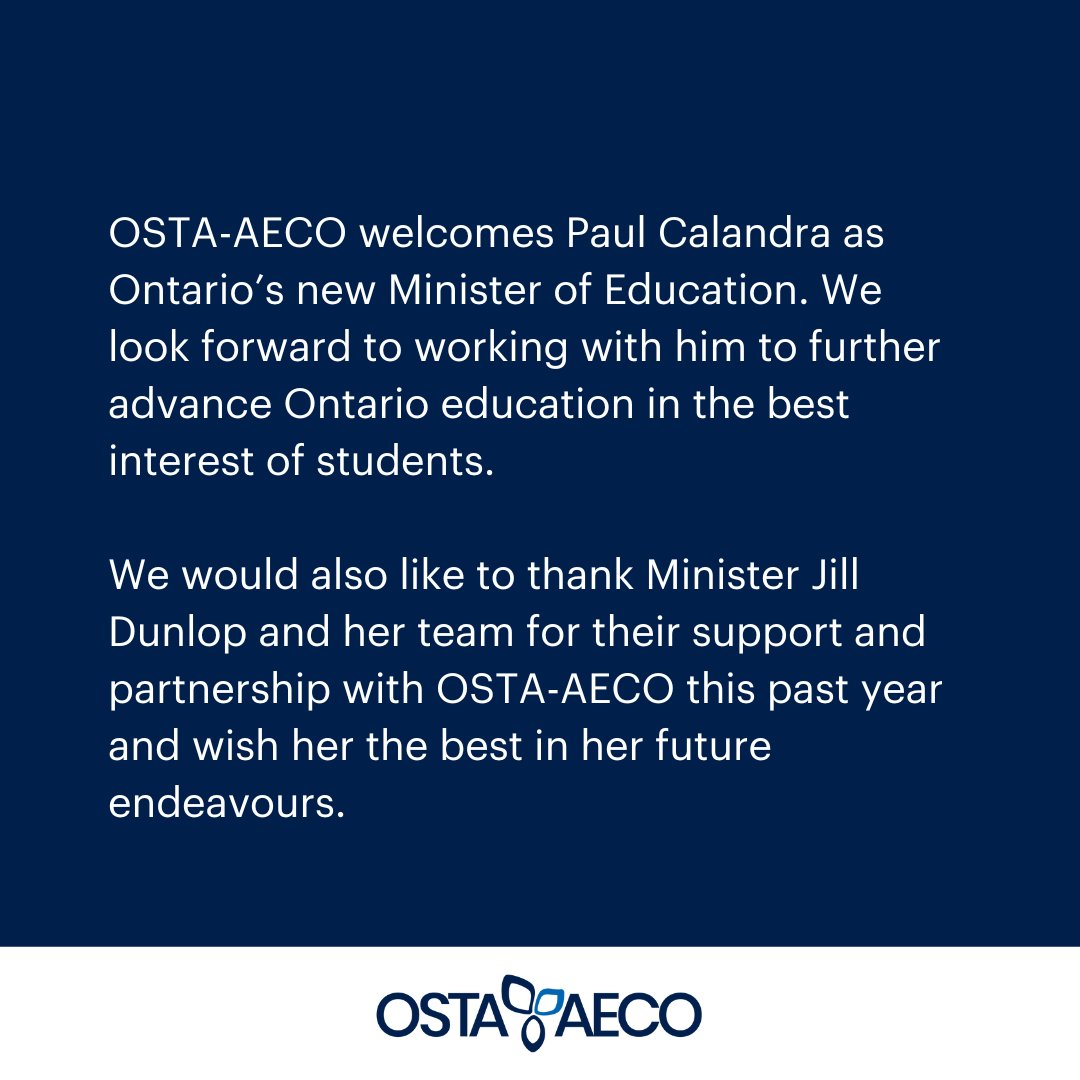 Please see our statement welcoming Paul Calandra as Ontario's new Minister of Education.