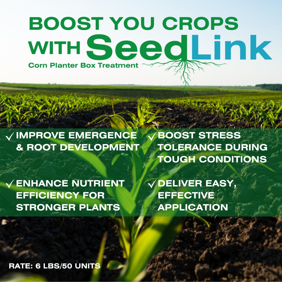 🌽 Boost Your Corn with SeedLink! 🌽 

Faster growth, stronger roots, &amp; better nutrient use—SeedLink by Nextgen Fertilizers is your all-in-one microbial &amp; nutrient-packed planter box treatment!

Easy to apply: 6 lbs per 50 units!

#NextgenFertilizers #PlanterBoxTreatment #Plant25