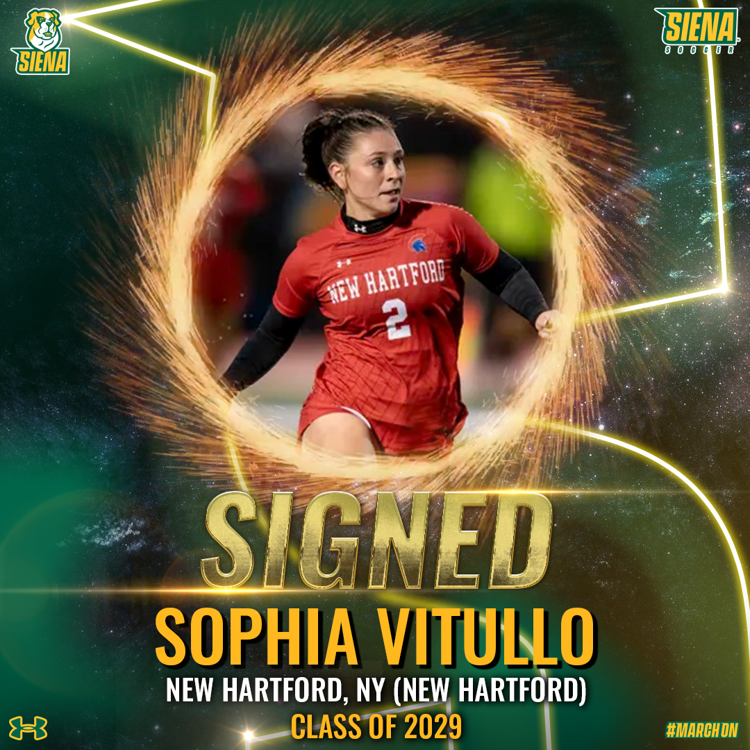 ⚽️✍️ SIGNED

#SienaSaints #Classof2029

Next 🆙 is Sophia Vitullo

⚽️ Led New Hartford to 4⃣ straight regional and sectional titles
⚽️ 2021 State Champion
⚽️ 7⃣7⃣ career points

Welcome to <a href="/SienaCollege/">Siena</a>, Sophia 👋

#MarchOn x #MAACSoccer x #NCAASoccer