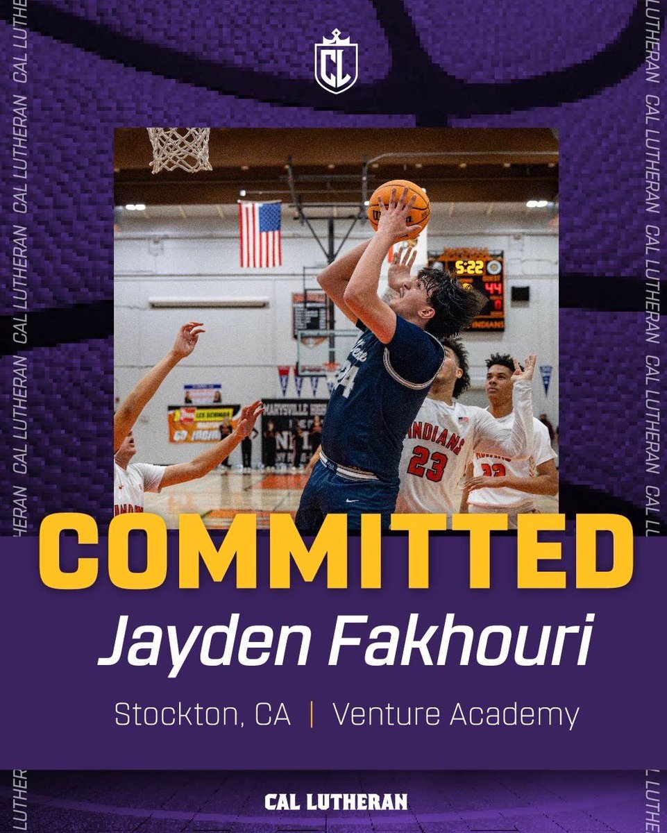 Jayden Fakhouri (@jayden_fakhouri) on Twitter photo I am proud to announce I’m officially a Cal Lutheran Kingsman. Thank you to all the coaches at Cal Lu for believing in me and letting me continue to play the game that I love! 💜💛#goKingsmen
<a href="/Coach_King55/">Eric King</a> <a href="/russellyt/">Russell White</a> <a href="/CLUmBasketball/">Kingsmen Basketball</a> <a href="/CLUCoachFish/">Bryan Fisher</a> I am proud to announce I’m officially a Cal Lutheran Kingsman. Thank you to all the coaches at Cal Lu for believing in me and letting me continue to play the game that I love! 💜💛#goKingsmen
<a href="/Coach_King55/">Eric King</a> <a href="/russellyt/">Russell White</a> <a href="/CLUmBasketball/">Kingsmen Basketball</a> <a href="/CLUCoachFish/">Bryan Fisher</a>