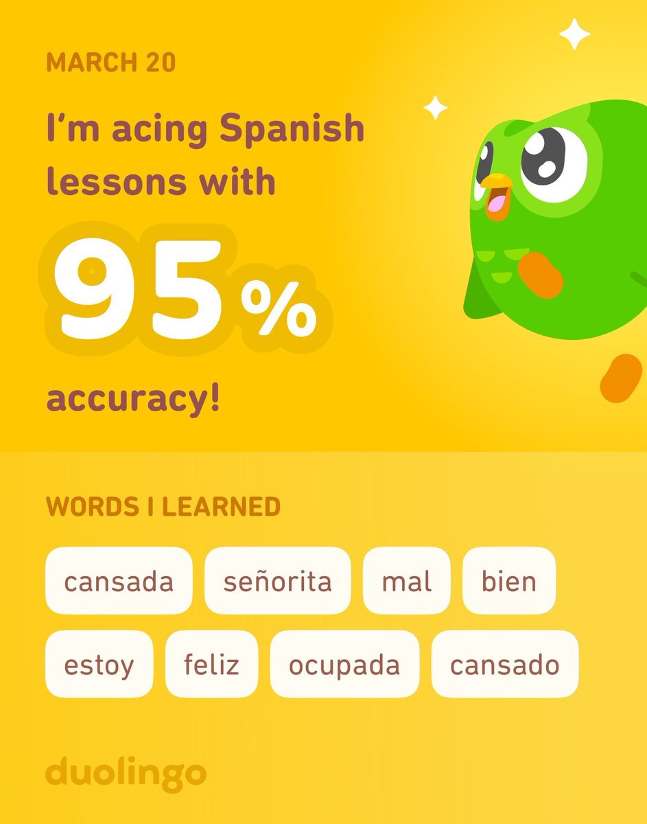 I’m learning Spanish on Duolingo! It’s free, fun, and effective.