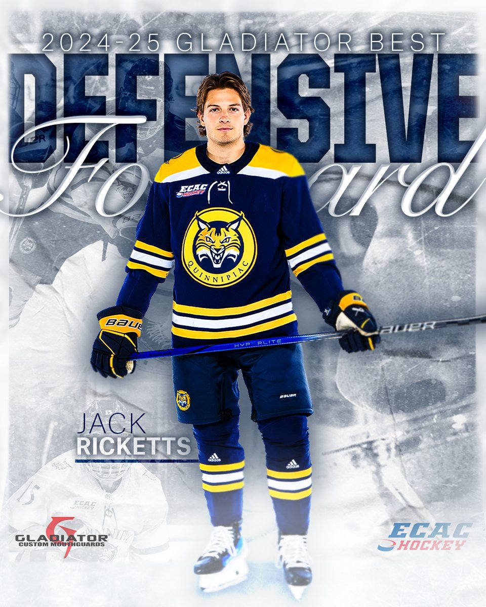 QU_MIH's tweet image. LET’S GO JACK 😤

Ricketts is the Gladiator Best Defensive Forward in ECAC Hockey!

#BobcatNation x #ECACHockey