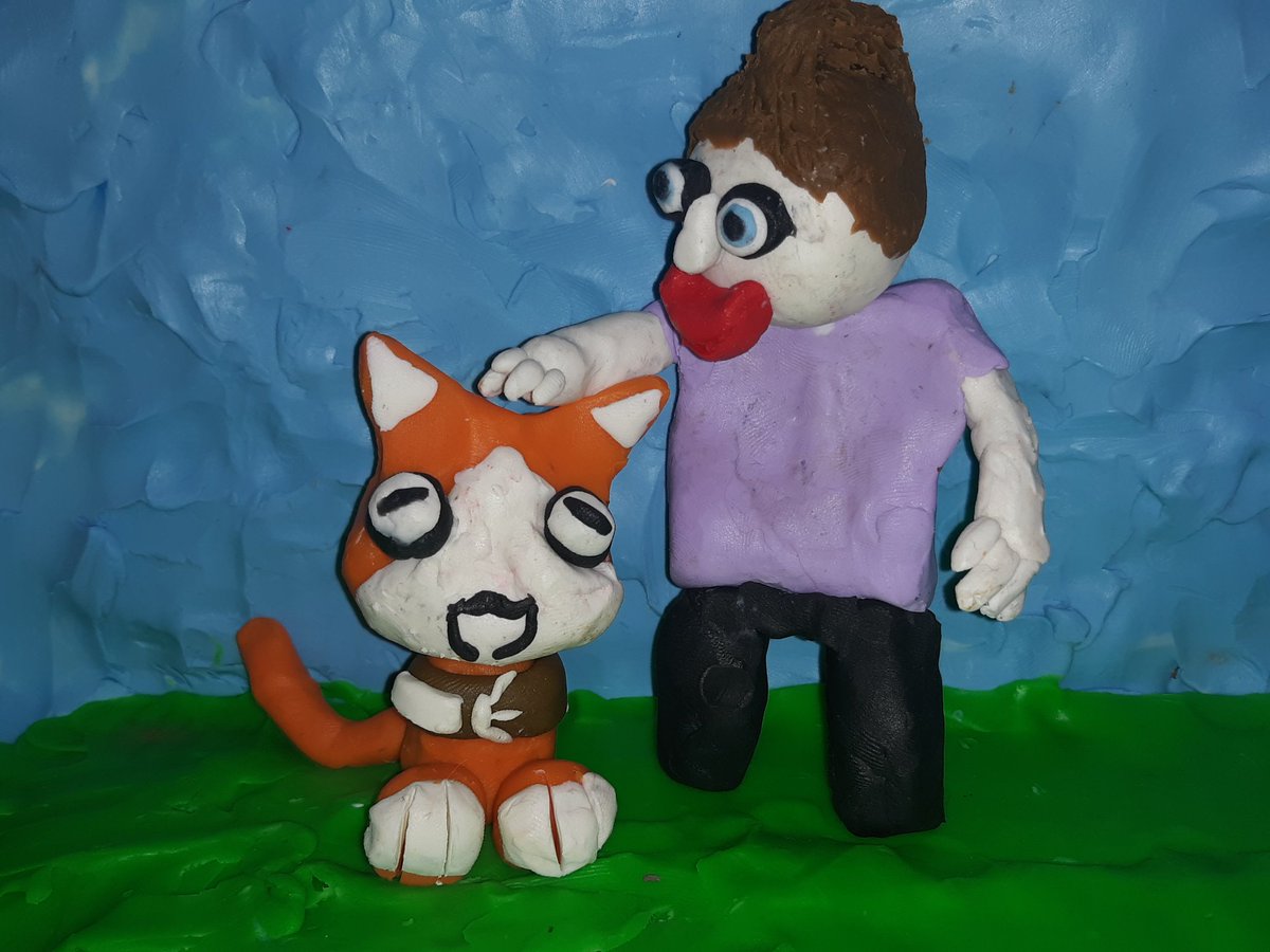 Bloodtistic's tweet photo. Lily's cat #cute #Cat #girl #animal #pet #creepy #dark #fantasy #outdoors #Happyday #clay #art #sculpture #LoveIsland #luststories #MEOW #lol https://t.co/SGL1jMuwE5