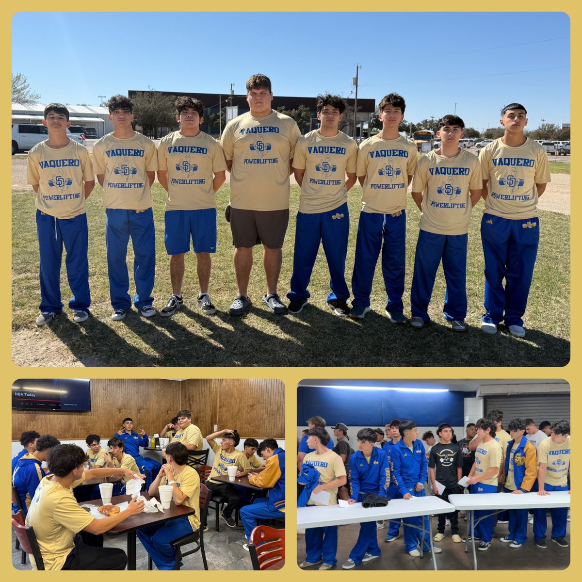 Vaquero Powerlifting has successfully made weight! Big thanks to Little Italy Pizza and Pasta for fueling our Vaqueros after weigh ins. Also, big thanks to Mr. &amp; Mrs Juan R. Luna for the State Shirts Donation for the Team. #DLTDGA #WINTODAY