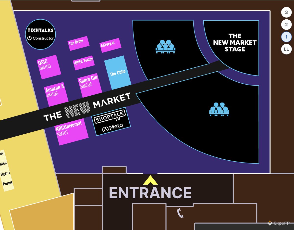 🚀Shoptalk 2025 | March 25-27 | Mandalay Bay, Vegas!
Proud to unveil our 3rd floor plan, refined each year!  Beige-coffee theme, 🔵 Round Logo Lounge &amp; Gold Bar, 💜Bold purple New Market Stage for visibility.
🔗 Explore: surl.li/wyvlra
#Shoptalk2025 #floorplan #ExpoFP