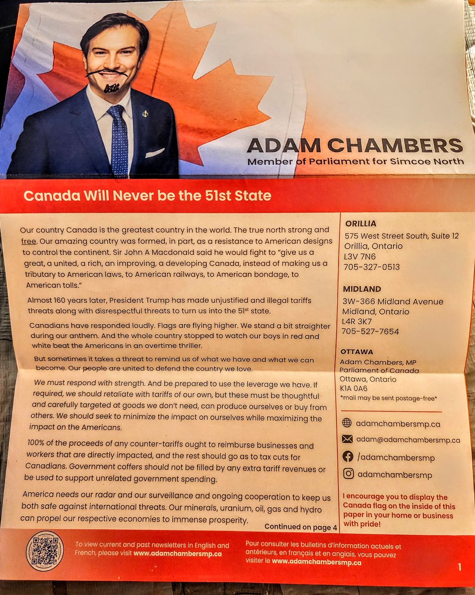 sonicmoremusic1's tweet image. Got this in the mail today (the beard and moustache were my contributions).
It looks pretty red &amp;amp; white eh? the colours of the Liberal party... but there's only one thing, he's a member of the Progressive Conservative party.   
#AdamChambers