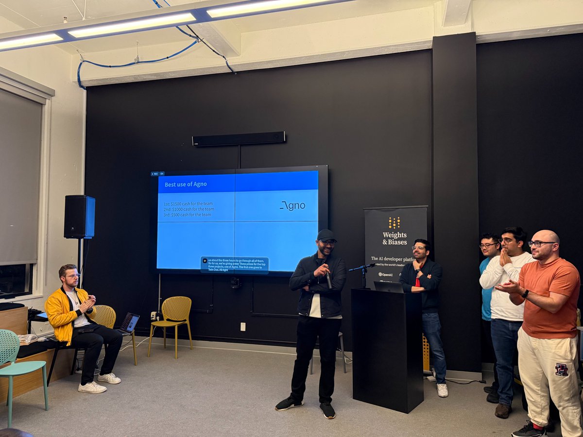 ashpreetbedi's tweet image. Last month @AgnoAgi joined @weights_biases, @GoogleAI, @togethercompute, @stytchauth, @AgentQL and many others in San Francisco at the Multimodal AI Agents Hackathon.

🚀 200 builders and 40 teams building the future of Multimodal Agents. A remarkable weekend where 20+ projects…