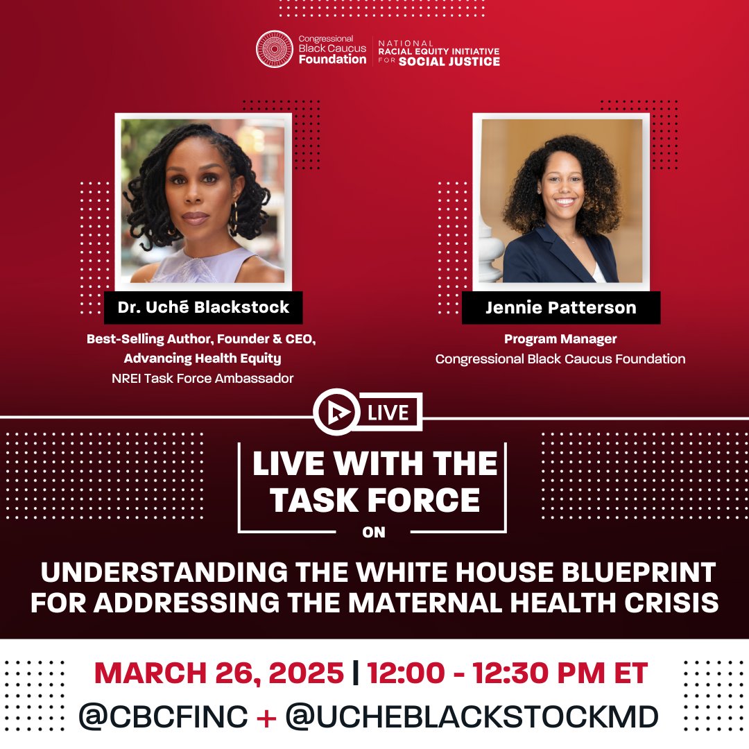 CBCF Inc. (@cbcfinc) on Twitter photo Mark your calendars! On Wed, March 26 @ 12:00 PM ET, we’re going LIVE with #NREIAmbassador, <a href="/uche_blackstock/">uché blackstock, md</a> to discuss a crucial research piece on #maternalhealth.
This is a conversation you won’t want to miss! Join us: instagram.com/cbcfinc Mark your calendars! On Wed, March 26 @ 12:00 PM ET, we’re going LIVE with #NREIAmbassador, <a href="/uche_blackstock/">uché blackstock, md</a> to discuss a crucial research piece on #maternalhealth.
This is a conversation you won’t want to miss! Join us: instagram.com/cbcfinc