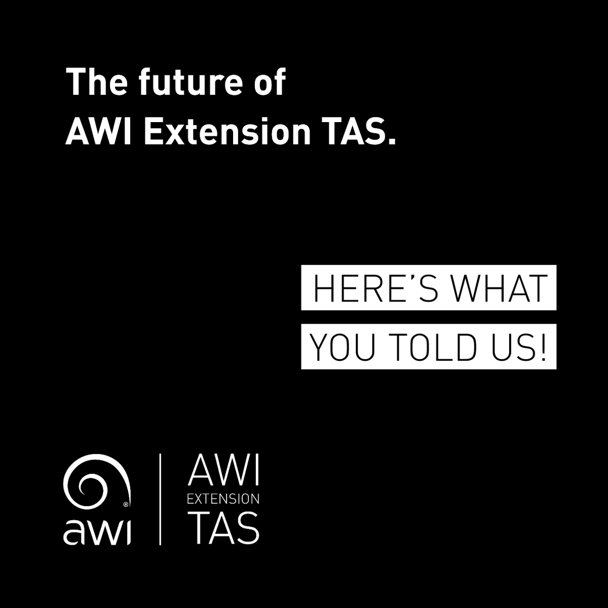 Here's what you told us!

Thank you to those who provided important feedback that is critical to securing future investment in AWI Extension TAS and the delivery of valuable, relevant and timely events and information.

Read more at tinyurl.com/awiextensionta…