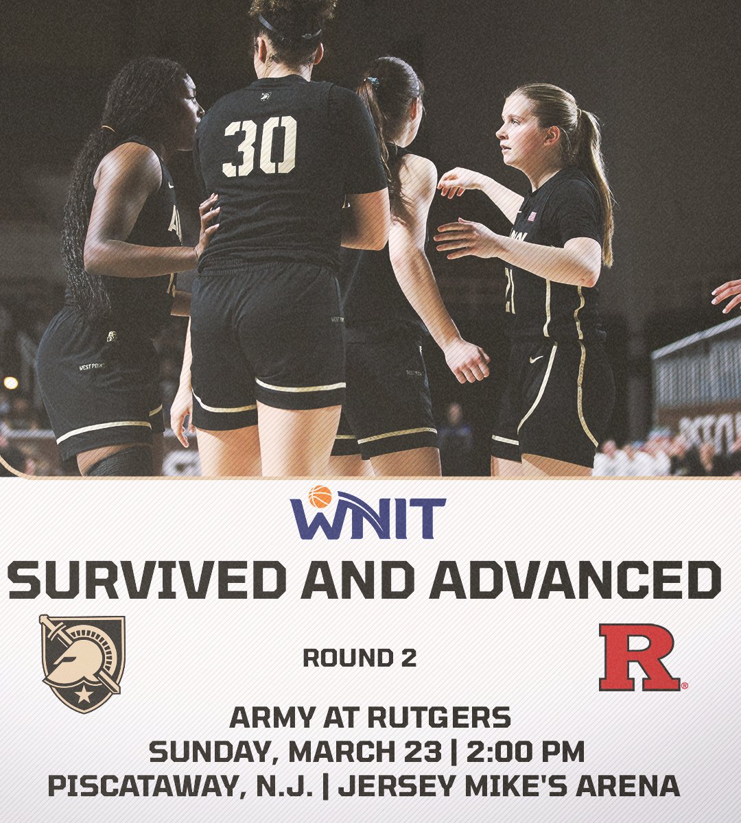 SURVIVED &amp; ADVANCED‼️

Our Round 2 matchup in the <a href="/WomensNIT/">WNIT</a> is set for Sunday afternoon at Rutgers. 

#GoArmy | #NRT