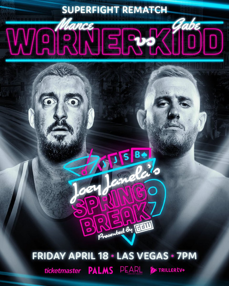 GCWrestling_'s tweet image. *JJSB UPDATE*

It's official:

Rematch Superfight

GABE KIDD
vs
MANCE WARNER

Plus:

*Sabu's Final Match*
Sabu vs Janela

Desperados vs Wagner Family
Tremont vs Suzuki
Atticus vs Fuego
Bayne vs Bozilla
+more

Tix:
ticketmaster.com/game-changer-w…

Watch LIVE on @Triller_TV+
Fri 4/18 - 7PM