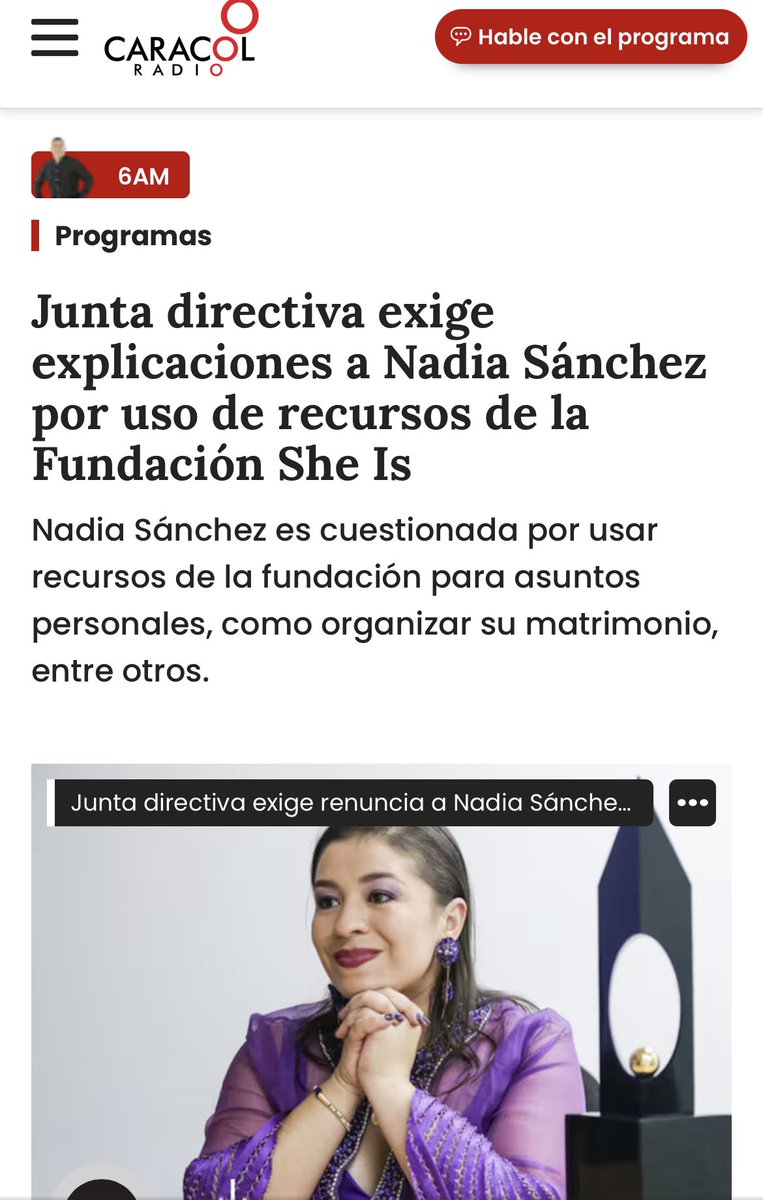 Donen, que tengo que pagar mi boda. Directivos de la fundación She Is renunciaron a sus cargos y pidieron explicaciones a su presidenta Nadia Sánchez por usar el dinero de las donaciones recaudadas para su matrimonio. Esta fundación también recibió dinero en Ecuador. #Colombia