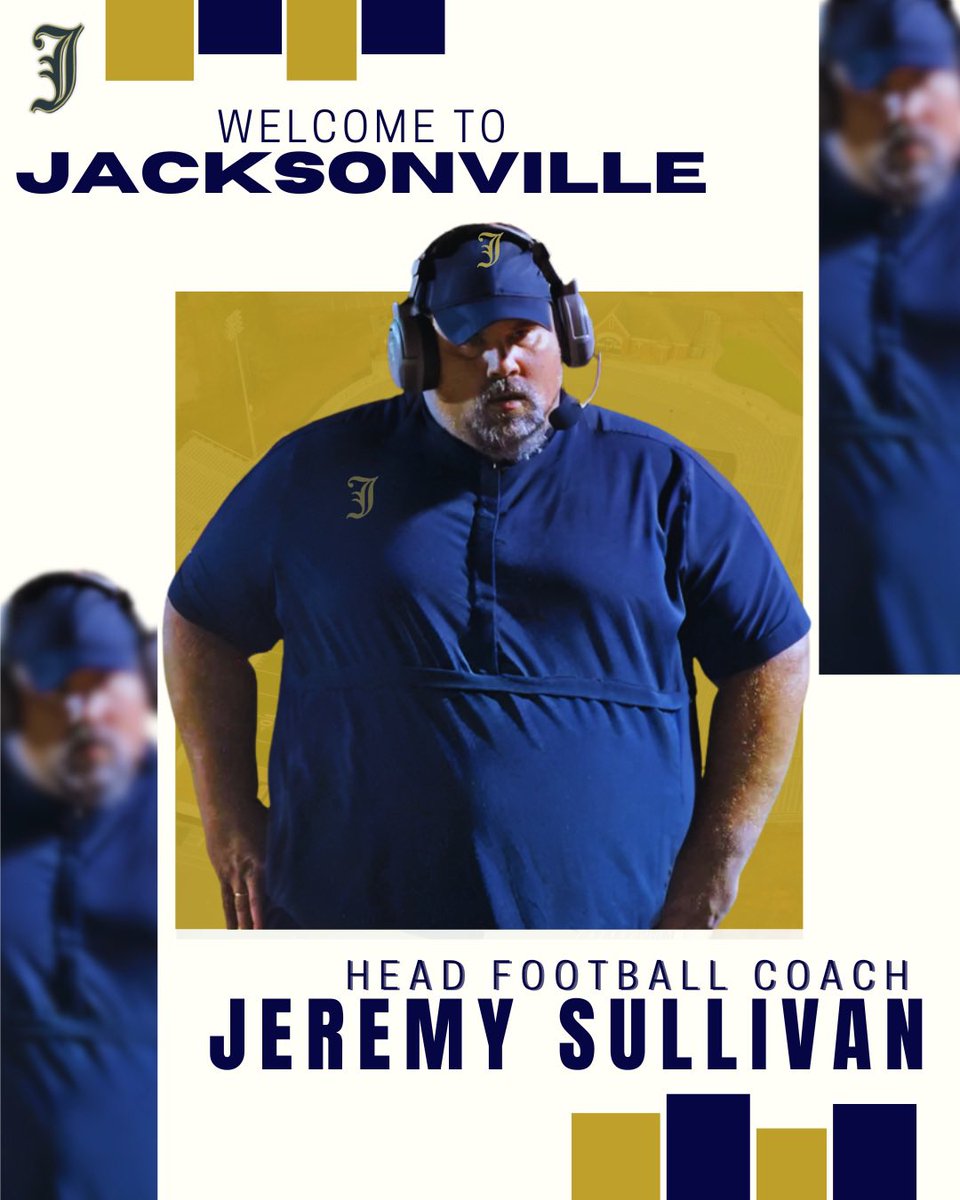 Jacksonville Football (@jville_football) on Twitter photo A NEW ERA BEGINS‼️
✅All-American Lineman <a href="/JaxStateFB/">Jax State Football</a>
✅Division 1 OL & DL coach <a href="/JaxStateFB/">Jax State Football</a>
✅State champion DC <a href="/JacksonFootball/">Jackson Aggies Football</a>
✅Record-breaking Head Coach <a href="/boazfootball/">Boaz Pirate Football</a> A NEW ERA BEGINS‼️
✅All-American Lineman <a href="/JaxStateFB/">Jax State Football</a>
✅Division 1 OL & DL coach <a href="/JaxStateFB/">Jax State Football</a>
✅State champion DC <a href="/JacksonFootball/">Jackson Aggies Football</a>
✅Record-breaking Head Coach <a href="/boazfootball/">Boaz Pirate Football</a>
