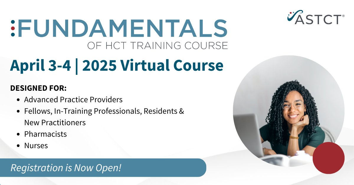 Register for the virtual Fundamentals of HCT Training Course to receive a broad intro to #HCT &amp; cellular immunotherapy. This course incorporates case-based learning to emphasize concepts taught, with a strong focus on pharmacotherapeutic management. ow.ly/4fLW50VlXvJ