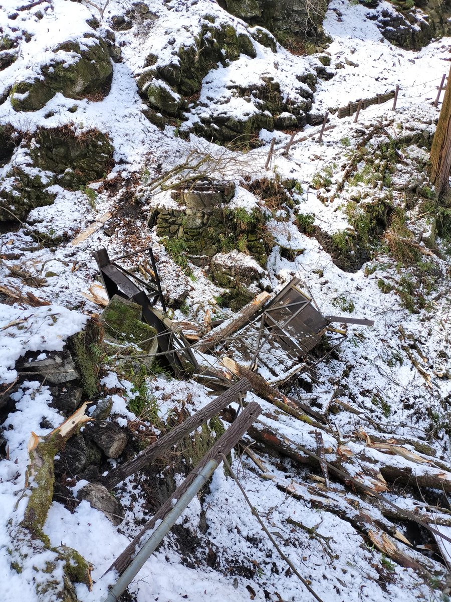 pwnyaa's tweet image. 大輪バス停から表参道ルートで三峯神社へ行く序盤で倒木により橋が崩落してる箇所があるので登山者は注意してください。通る場合は自己責任で。